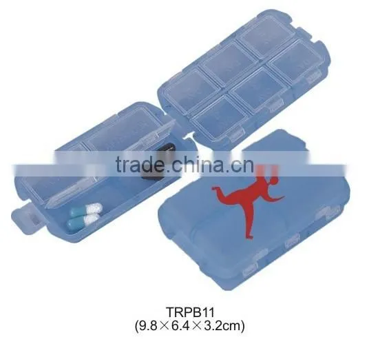 Plastic logo printed travel pill cutter with pill storage box