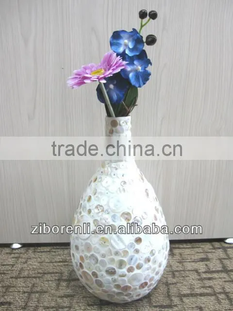 Teal Exotic Decoration Chinese Copper Cash Mosaic Tall Large Decorative Floor Vases