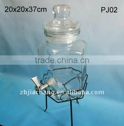 PJ02 hexagon clear glass beverage dispenser with stand