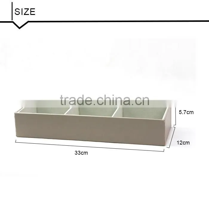 Classical 3 Compartment Faux Leather Jewelry Box With Flocking Inside
