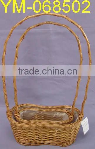 Natural Color Willow Flower Basket with Liner