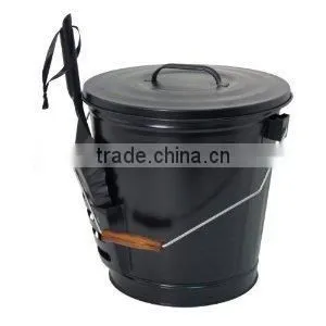 Popular High Quality Metal Black Coal Bucket With Shovel wooden handle