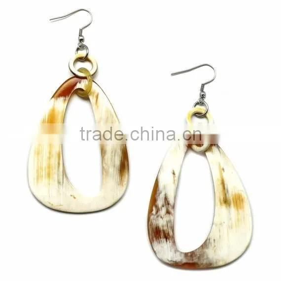 Water buffalo earrings, elagant design, natural material from Vietnam