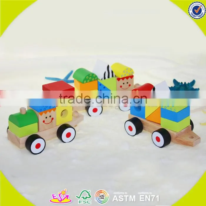 wholesale top sale multifunction pulling train toy stylish wooden pull train toys W05C008