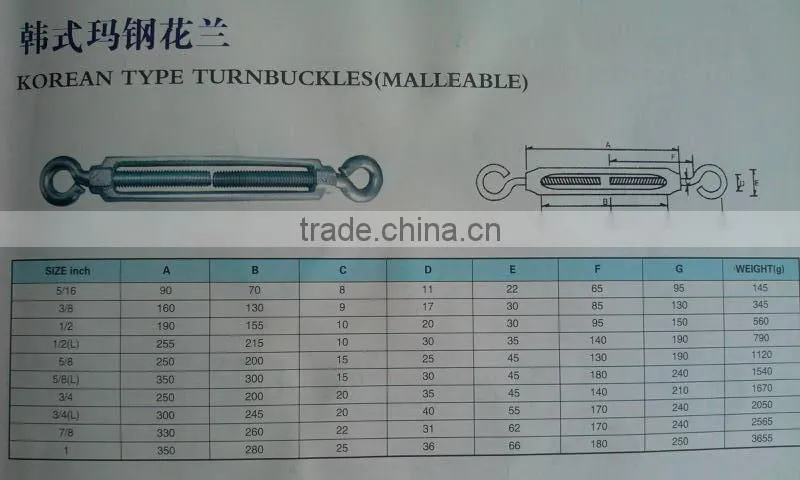 Superior Quality Korean Type Turnbuckle