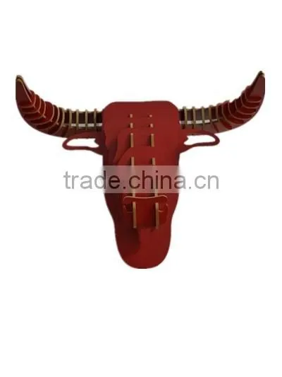 wooden animal heads trophy head bull