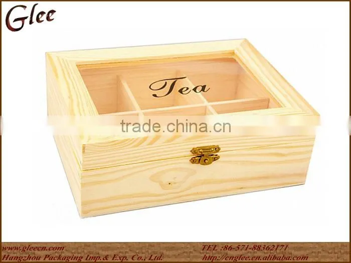 Personalized wood coffee box with glass lid