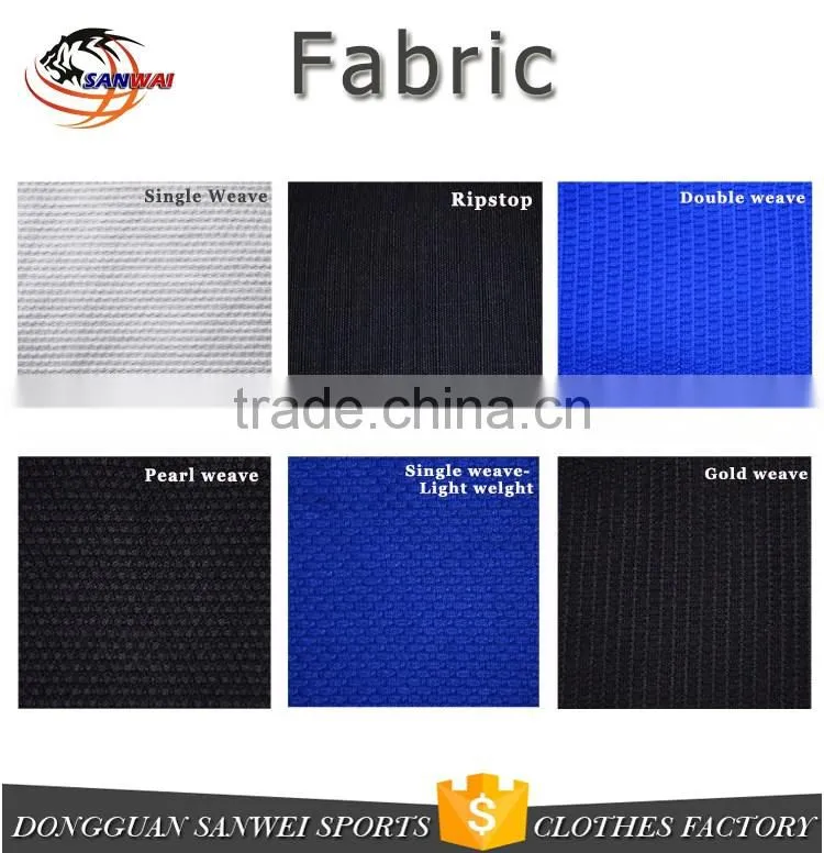 Brazilian jiu jitsu custom pearl weave fabric white/blue/black color bjj gi