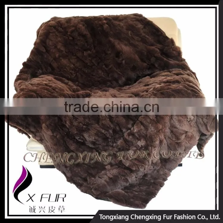 CX-D-66G Genuine Rex Rabbit Fur Natural Color Decorative Blanket Home Fur Rug
