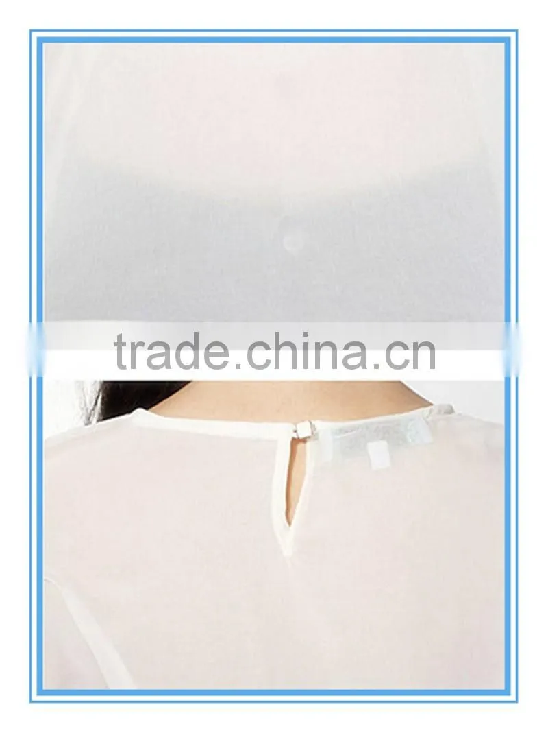 Fashion White New Design Beaded Shoulders Ladies Fancy Sleeveless Tops