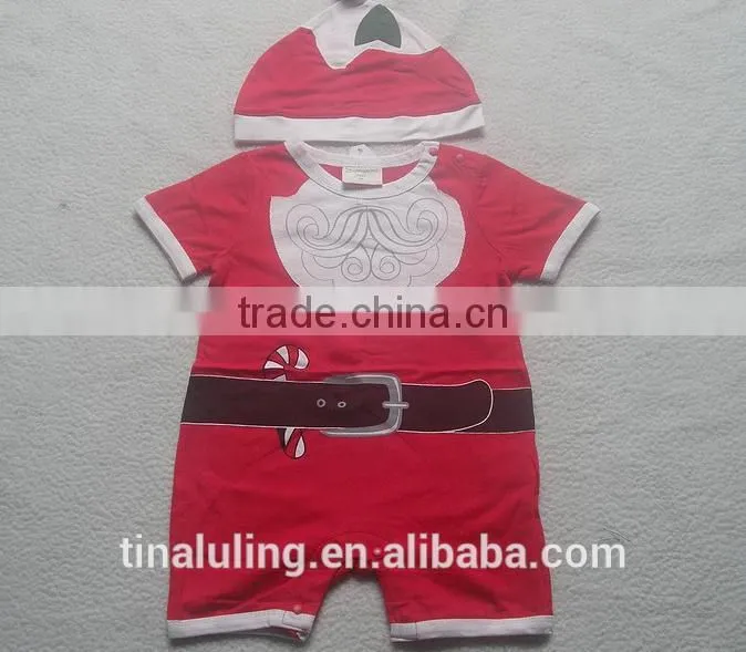 2015 new baby christmas clothes,baby romper blank with hat