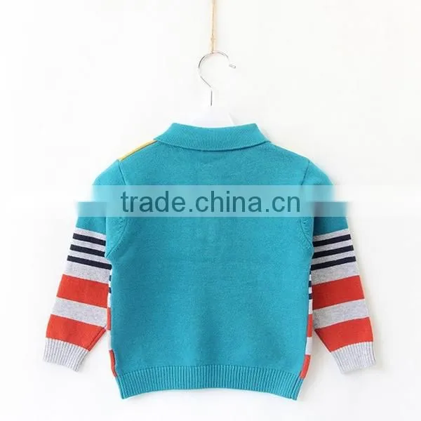 Baby stripe sweater fashion turn down collar children products