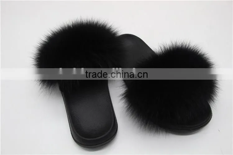 2017 sweet candy color summer women real natural feather turkey fur fuzzy slippers slides mules women open shoes Fslipper-6