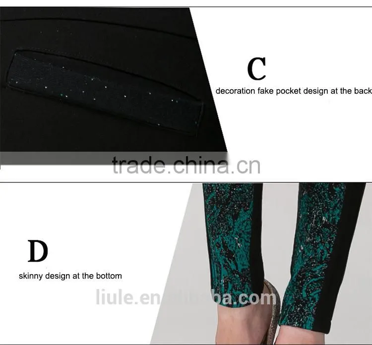 black body fitted jeans high waisted pants women with shinny decoration