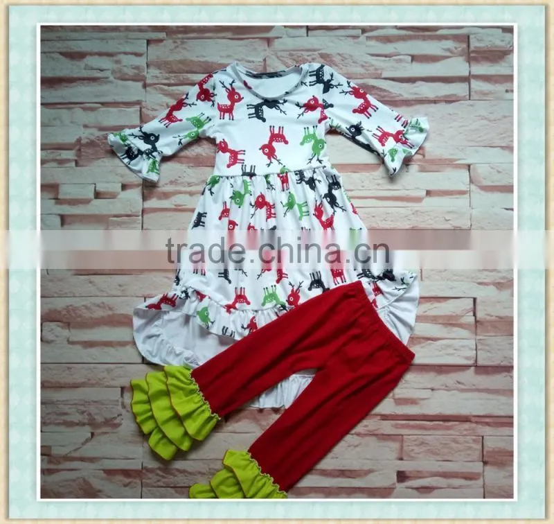 wholesale children's boutique outfit christmas new brand stripes clothes girls winter cheap clothing