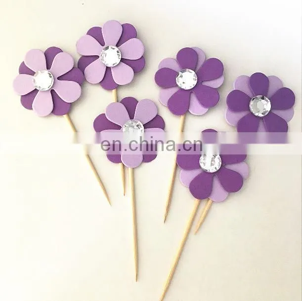 Colorful Flower Cupcake Topper Bridal Shower Birthday Party Cupcake toppers