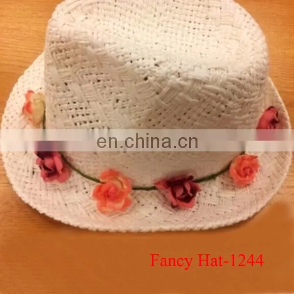 Custom Cheap Sun Straw hat with flower more colors wholesale
