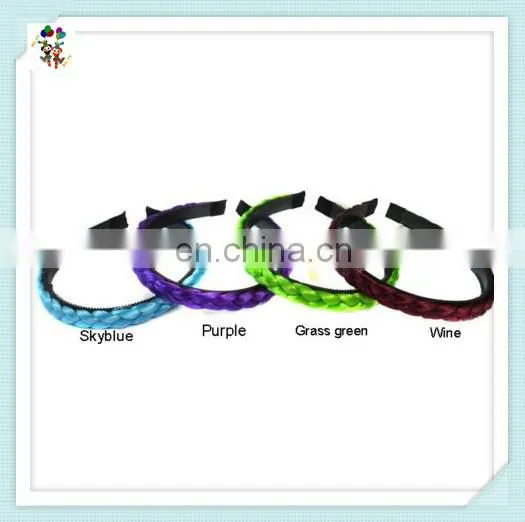 Girls Twist Braided Plait Hoop Colors Synthetic Hair Headband HPC-0121