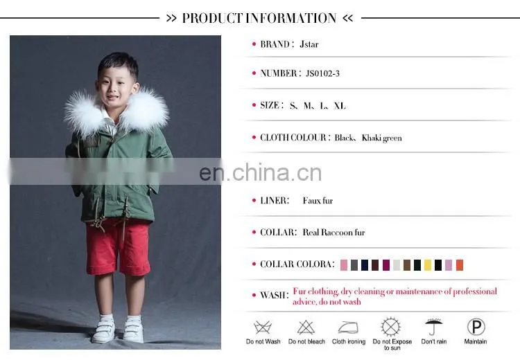 China cheap raccoon fur jacket parka best warm children winter coat