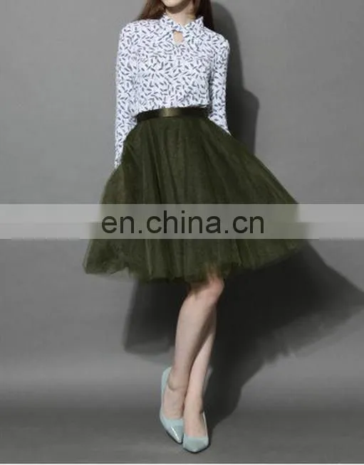 Mesh Tulle Skirt in Olive