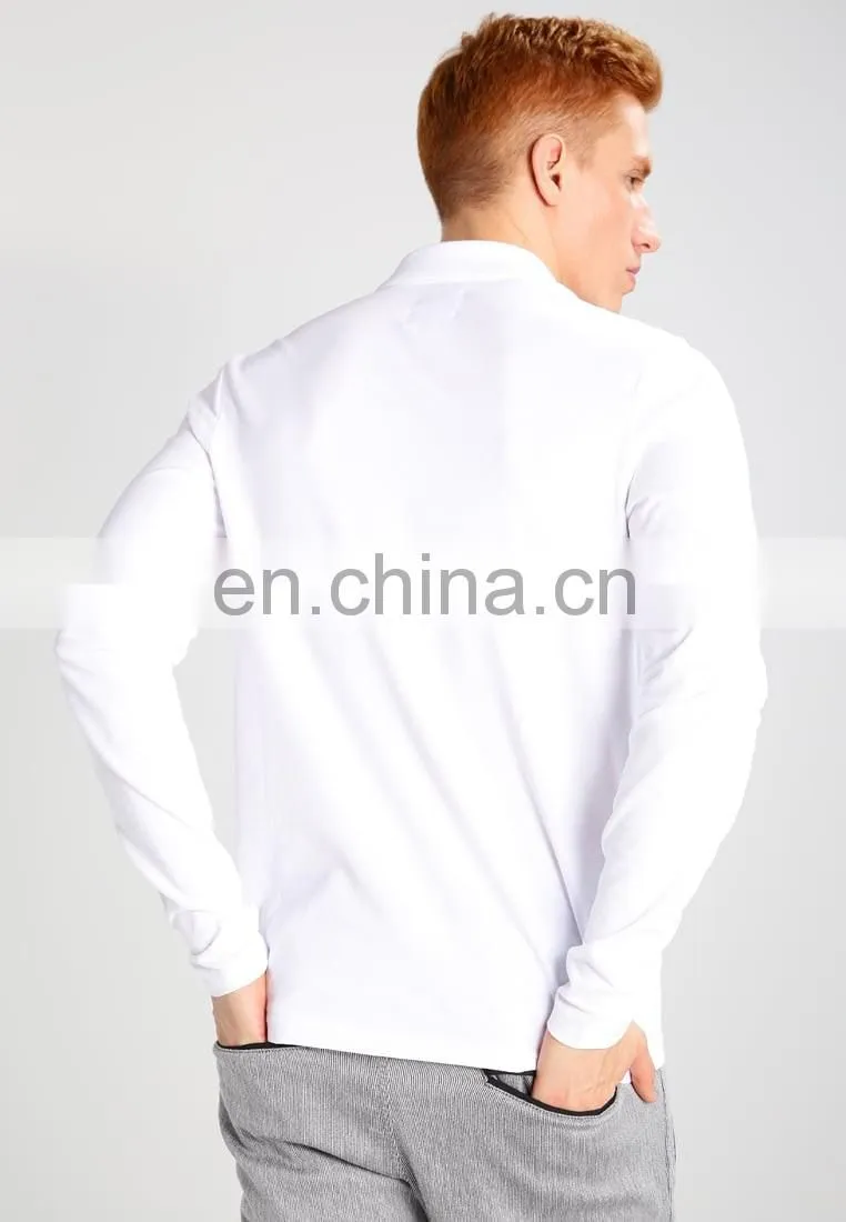 Men white long sleeve polo t shirts plain
