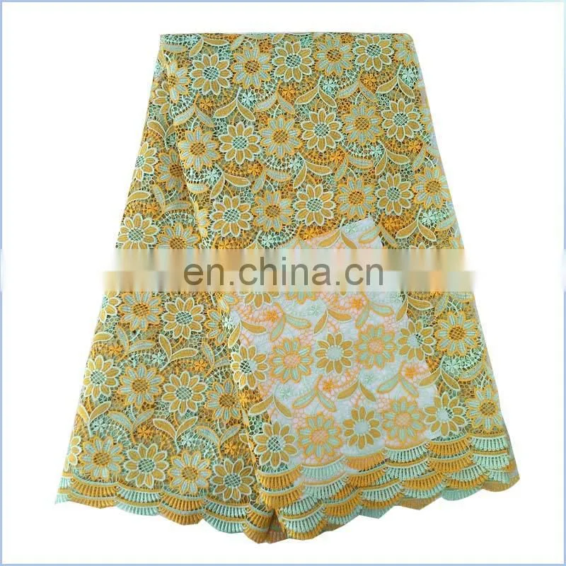 high quality 100% Cotton embroidered african guipure lace fabric for wedding dress LS15073137 LS15073138