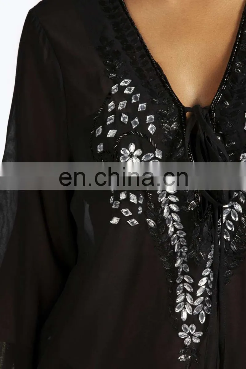 EMBELLISHED DETAIL KAFTAN PONCHO KAFTAN Slim Embroidered Poncho/ Short Kaftan For Women Summer Wear