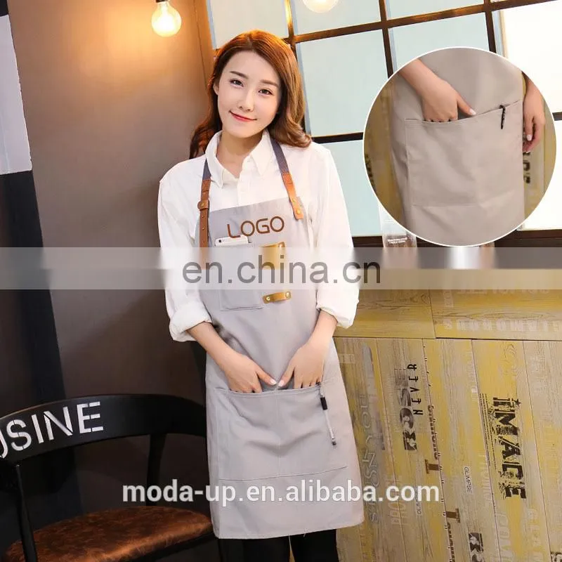 cotton polyester kitchen apron with custom logo high quality chinese supplier