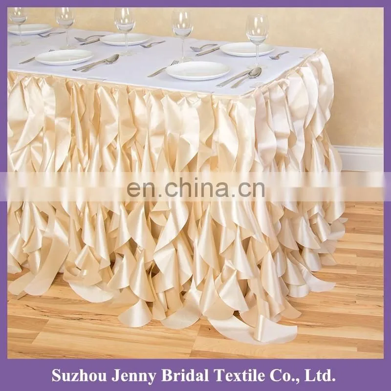 TS017T indian wedding table decorations wedding table skirts party and wedding decoration curly willow table skirting