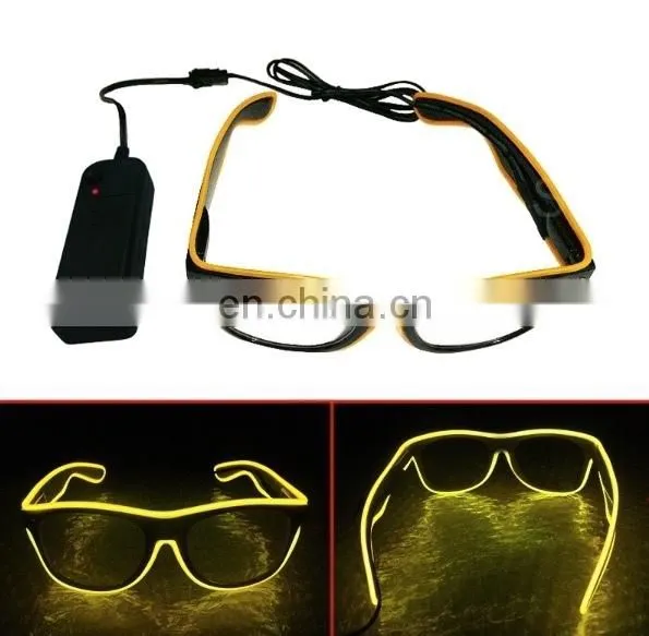 EL glasses El Wire Fashion Neon LED Light Up Shutter Shaped Glow Sun Glasses DJ Bright SunGlasses