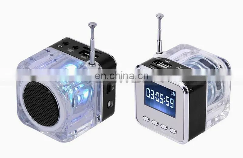 Antenna FM Radio 16G Memory MP3 Player Mobile Mini Portable Crystal Speaker