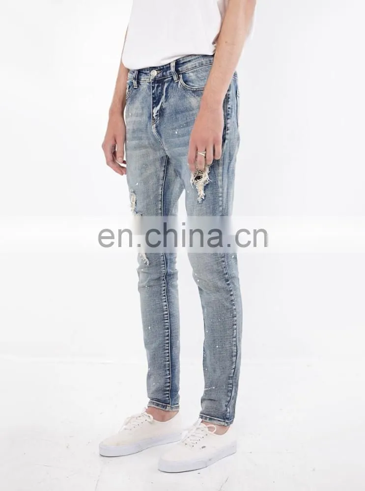 DiZNEW USA Stock Denim Jeans in Medium Blue cuffed jeans men