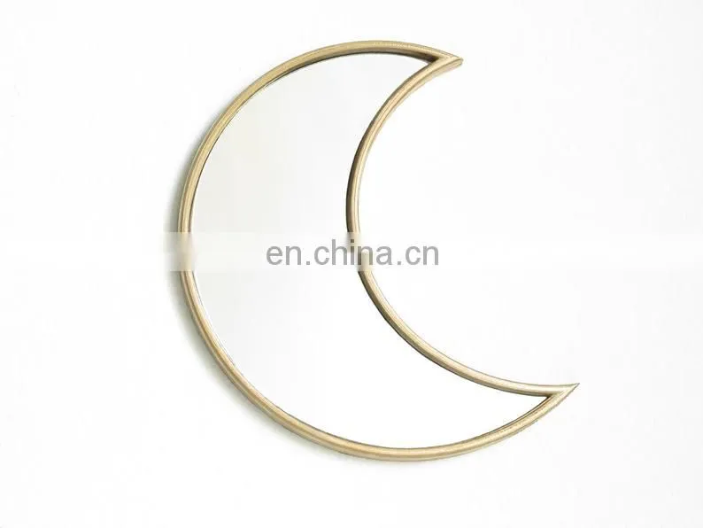 home decoration metal frame glass half moon mirror wall hanging