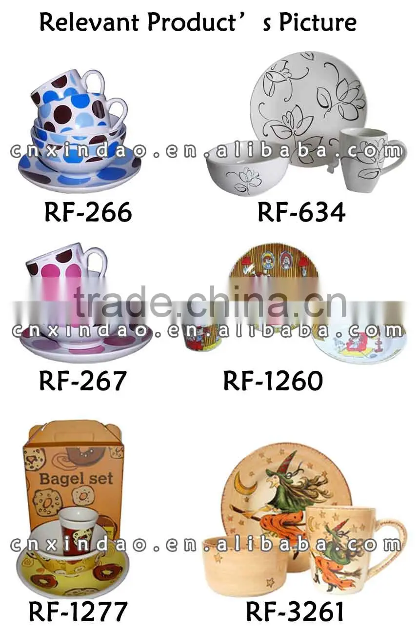 3pcs Porcelain Tableware with Custom Printing for Kids Inexpensive Breakfast Set