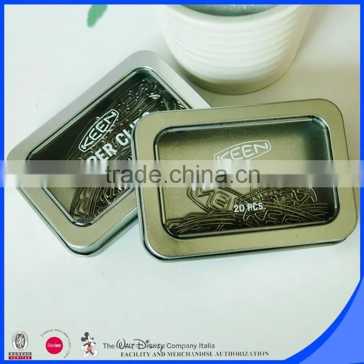 Tin box package customized logo metal paper clip stainless steel
