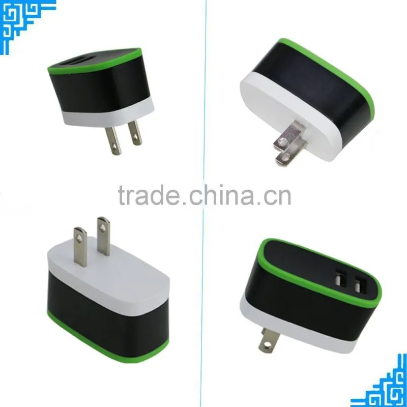 High quality US plug wall charger 2 USB port with retail pack