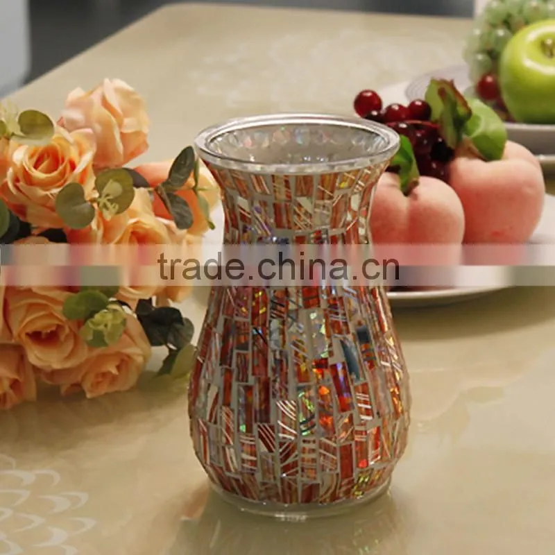 Tall mosaic glass flower vase dried flower home decoration