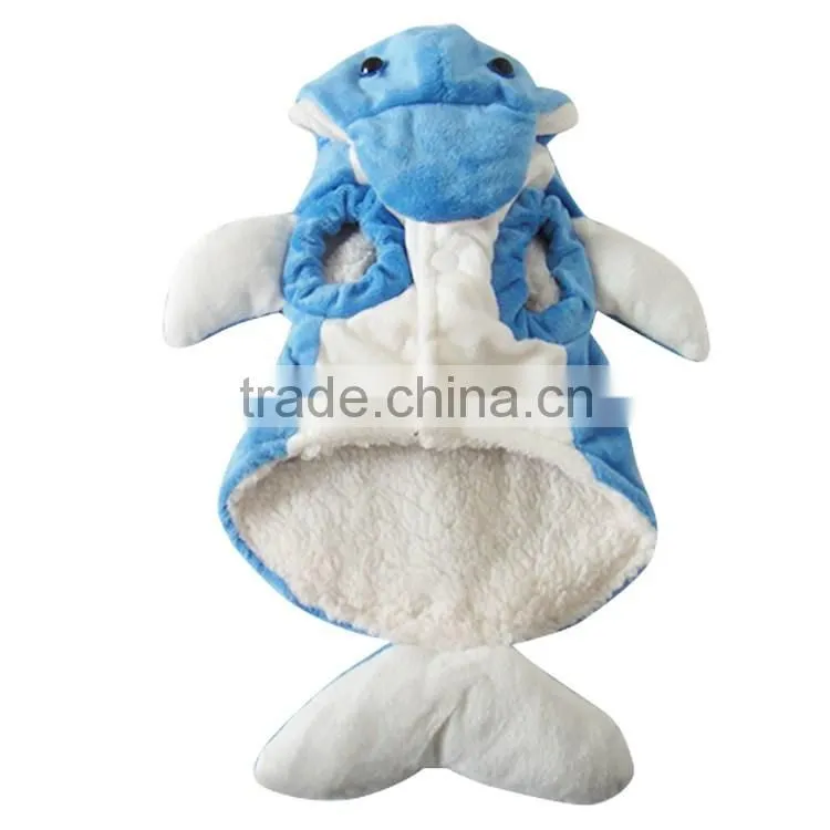 Suitable for autumn winter Double layer cut hair Royal Velvet Blue Dolphin pet clothes