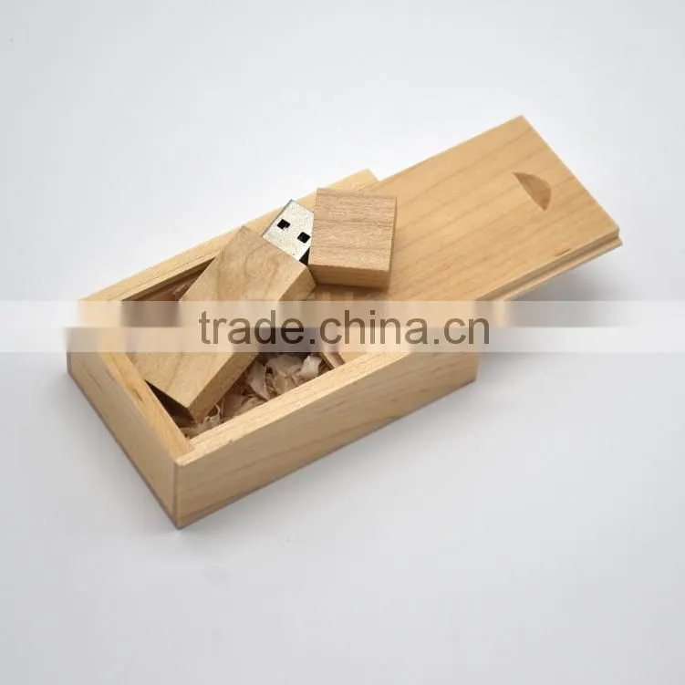 Laser tngraving wooden box USB flash drive stick in wooden box