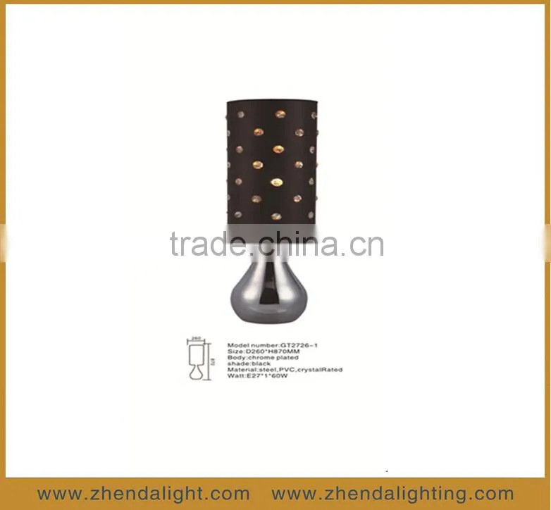silver vase shape metal led table lamp with classic pvc shade