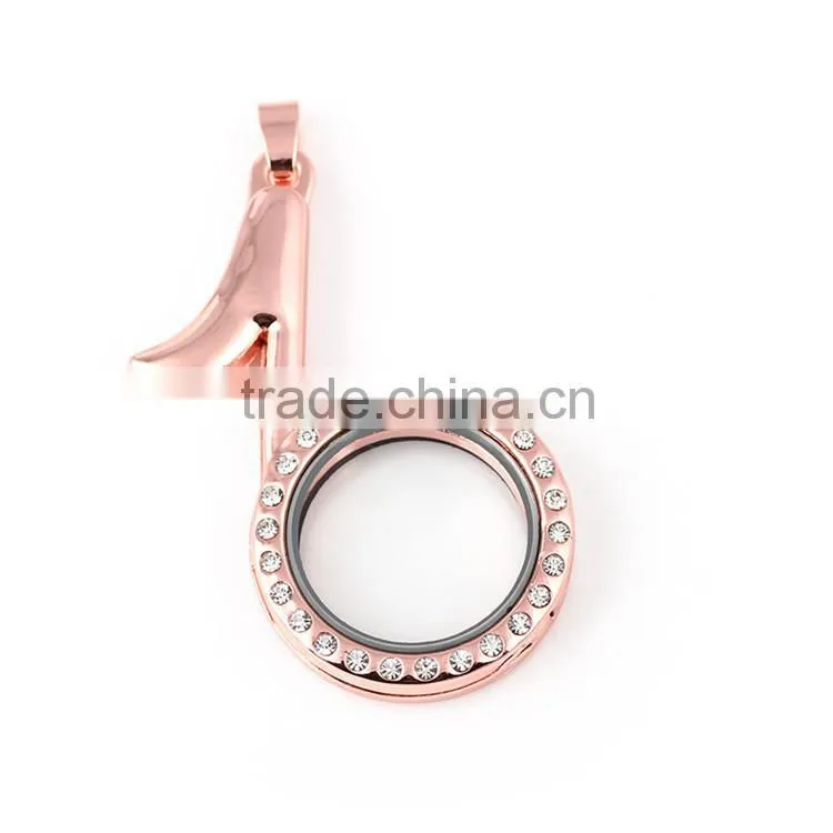 Imitation Rhodium Plated Musical Notation Floating Lockets Pendant