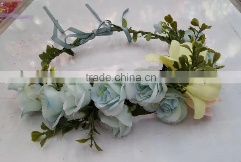 HL016 New Fashion Artificial Flowers Handmade foam head wreath for wedding garland bridal headdress