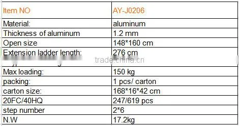 2015 General-purpose scaffold ladder type, folder ladder scaffold,aluminum folding ladder AY-J0206 with en131