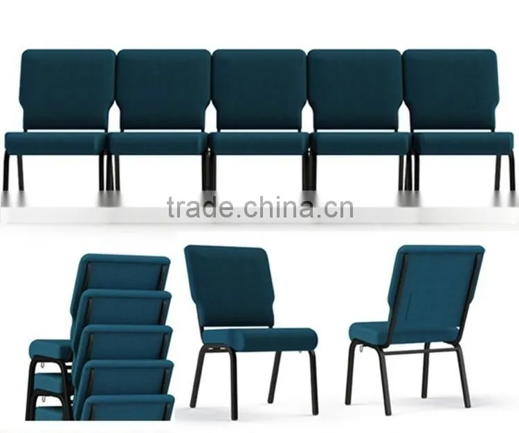 Wholesale price stackable and connecting church chair with high duty frame