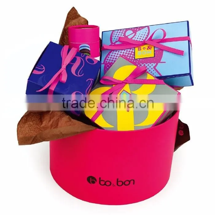 Custom round white cardboard gift box with lids/white cardboard boxes packaging