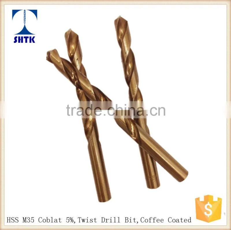 Drill bit, HSS M35 cobalt drill, fully ground, twist drill bit, Coffee Coated