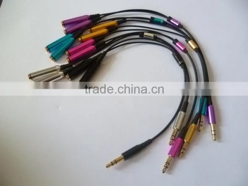 Gold plated DC3.5 m to 2*female audio splitter cable