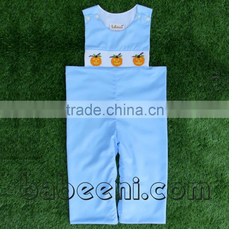 Pumpkin hand smocked boy longall