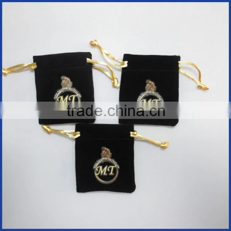 Custom printed logo soft GREY Velvet Jewerly Packing Pouch high quality fabric