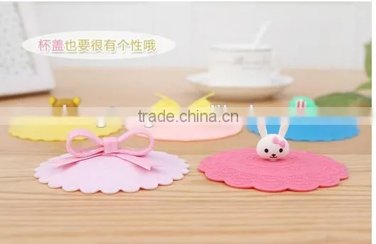 food grade soft silicone strong adsorbability universal cup lids with animal